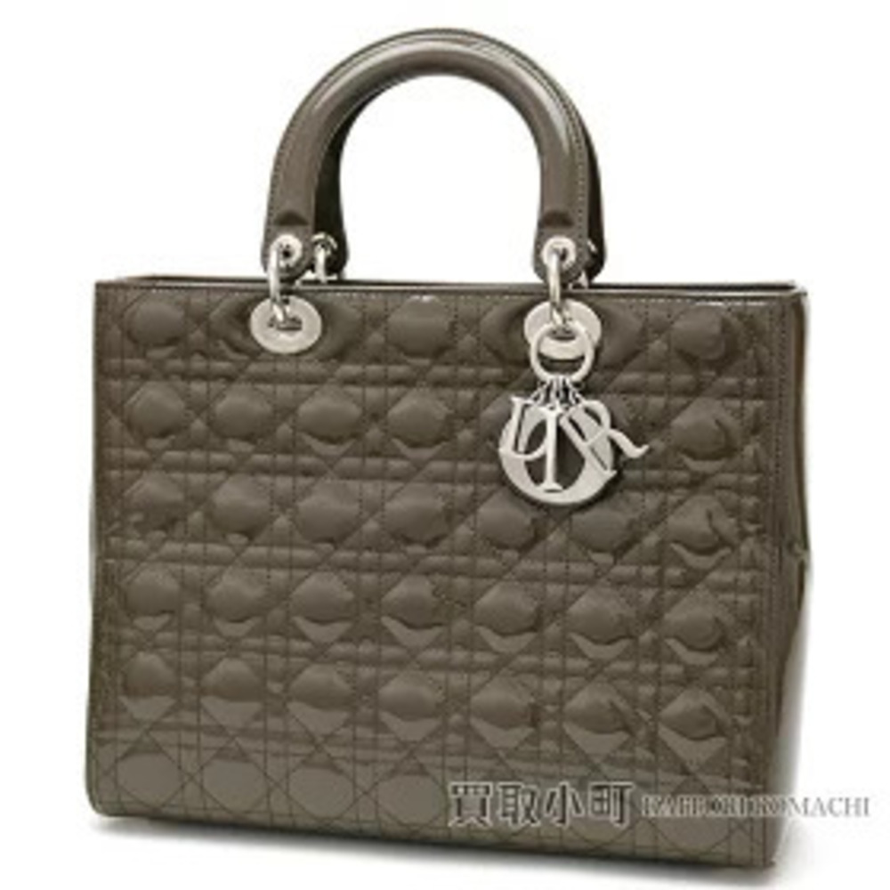 Christian Dior Lady Bag Cannage Stitch Patent Vernis Leather Tote Quilted